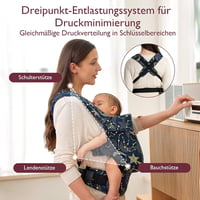 Momcozy Ergonomikus Babahordozó - 3-20 kg, Könnyű, Kényelmes, Csillagos Éjszaka Mintával, Szabadkezes Szülőséghez, Egyszerű Használat 4