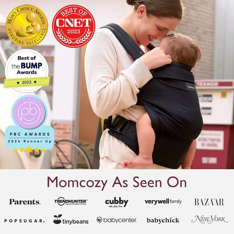 Momcozy Ergonomikus Babahordozó - 3-20 kg, Könnyű, Kényelmes, Csillagos Éjszaka Mintával, Szabadkezes Szülőséghez, Egyszerű Használat
