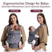 Momcozy Ergonomikus Babahordozó 3-24 Hónapos Kisgyermekeknek, Légáteresztő Szürke 3