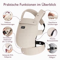 Marsupiu ergonomic Momcozy M pentru copii de 3-24 luni, spate în formă de X, kaki 5