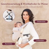 Marsupiu ergonomic Momcozy M pentru copii de 3-24 luni, spate în formă de X, kaki 4