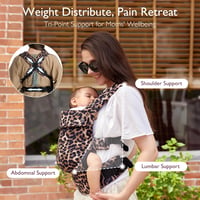Momcozy Ergonomikus Hordozó 3-20 kg-ig, Lélegző Leopard Mintás Babahordozó 4