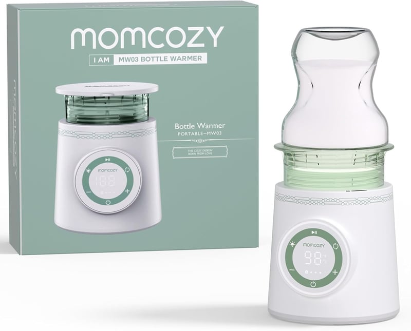 Momcozy Hordozható Cumisüveg Melegítő, 2 Perces Gyors Melegítés, 6 Hőmérséklet Fokozat, USB Tölthető, Szivárgásmentes, Philips Avent/MAM/Com
