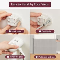 Momcozy Kihúzható Biztonsági Ajtórács Babáknak, 180 cm Széles, 104 cm Magas, Egykezes Működtetés, Lépcsőhöz és Ajtóhoz, Bel- és Kültéri Hasz 5