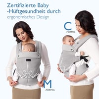 Momcozy Légáteresztő Háló Babahordozó - Ergonomikus, Könnyű Kenguru 3-20 kg Babáknak, Deréktámasszal, Szürke Hálós Anyagból, Kényelmes Egész 6