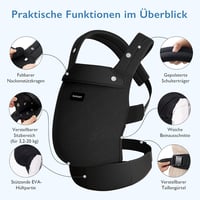 Momcozy Légáteresztő Háló Babahordozó - Ergonomikus, Könnyű Kenguru 3-20 kg Babáknak, Deréktámasszal, Kényelmes Egész Napos Hordozáshoz, Fek 5