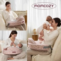 Dojčiaci vankúš z pamäťovej peny Momcozy s bezpečnostným rámom – Ergonomický vankúš na dojčenie a polohovanie s nastaviteľným popruhom a snímateľným bavlneným poťahom, ružový 8