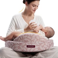 Dojčiaci vankúš z pamäťovej peny Momcozy s bezpečnostným rámom – Ergonomický vankúš na dojčenie a polohovanie s nastaviteľným popruhom a snímateľným bavlneným poťahom, ružový 1