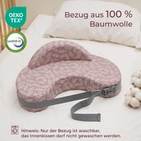 Dojčiaci vankúš z pamäťovej peny Momcozy s bezpečnostným rámom – Ergonomický vankúš na dojčenie a polohovanie s nastaviteľným popruhom a snímateľným bavlneným poťahom, ružový 5