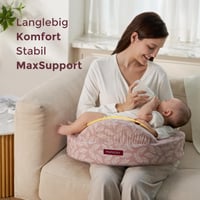 Dojčiaci vankúš z pamäťovej peny Momcozy s bezpečnostným rámom – Ergonomický vankúš na dojčenie a polohovanie s nastaviteľným popruhom a snímateľným bavlneným poťahom, ružový 6