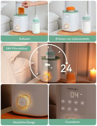 Momcozy Nutri babaüveg melegítő 9 az 1-ben pontos hőmérséklet-szabályozással éjszakai fénnyel gyors melegítéshez fehér menta színben 7