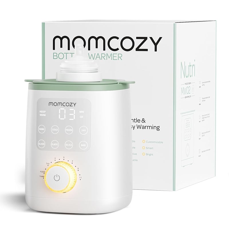 Momcozy Nutri babaüveg melegítő 9 az 1-ben pontos hőmérséklet-szabályozással éjszakai fénnyel gyors melegítéshez fehér menta színben