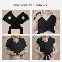 Nosič pre bábätká Momcozy Ring Sling pre novorodencov 3,6-15 kg, čierny – Krúžková šatka na nosenie detí 6