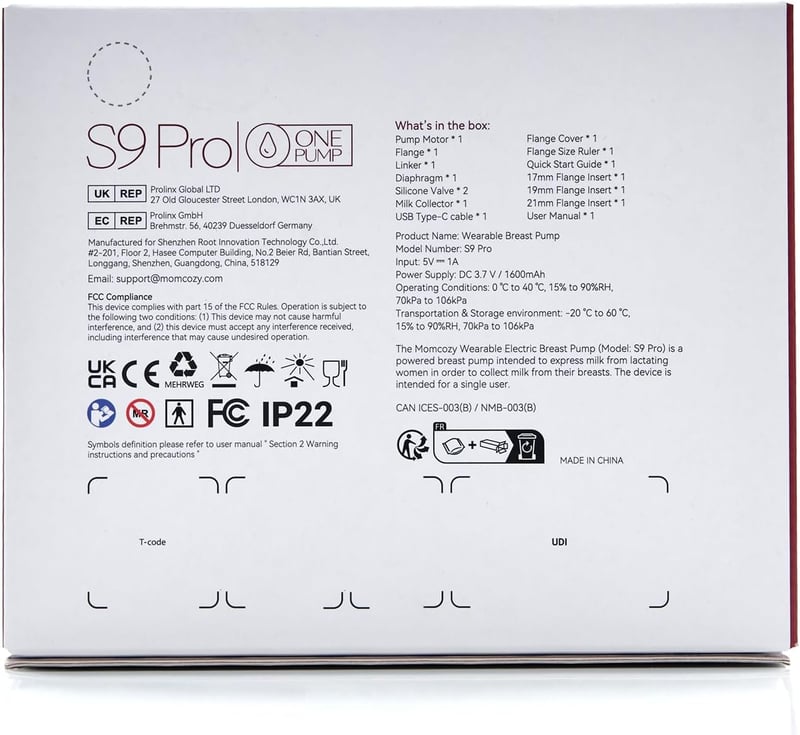 Momcozy S9 Pro Kéz Nélküli Mellszívó LED Kijelzővel - Hordozható Szilikon Mellpumpa Szoptató Anyáknak, Piros