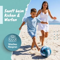 Neoprénová vodnopólová lopta Momevo BeachBuddy pre deti – Ø 22 cm, veľkosť 5, Deep Sea – Mäkká plážová lopta od 2 rokov, na vonkajšie použitie 4
