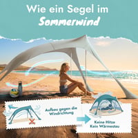 Cort de plajă Momevo Sunsail cu 2 bețe, protecție UV UPF 50+, culoare nisip, cort de protecție solară ideal pentru plajă 5