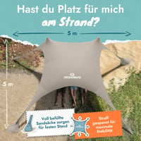 Cort de plajă Momevo Sunsail cu 2 bețe, protecție UV UPF 50+, culoare nisip, cort de protecție solară ideal pentru plajă 3