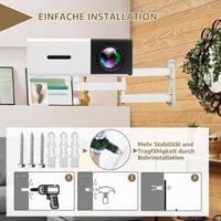 Suport de perete pentru proiector momgyaamz, montură metalică, unghi reglabil multidirecțional, braț articulat, conector cu șurub de 1/4 inch, pentru proiector și cameră de supraveghere 8