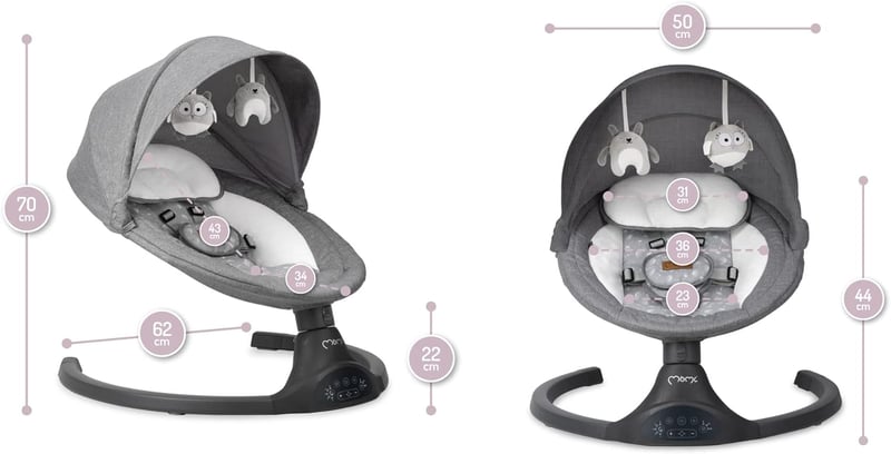 MOMI LAMI Elektromos Babafotel Bluetooth Funkcióval és 5 Fokozatú Ringató Beállítással