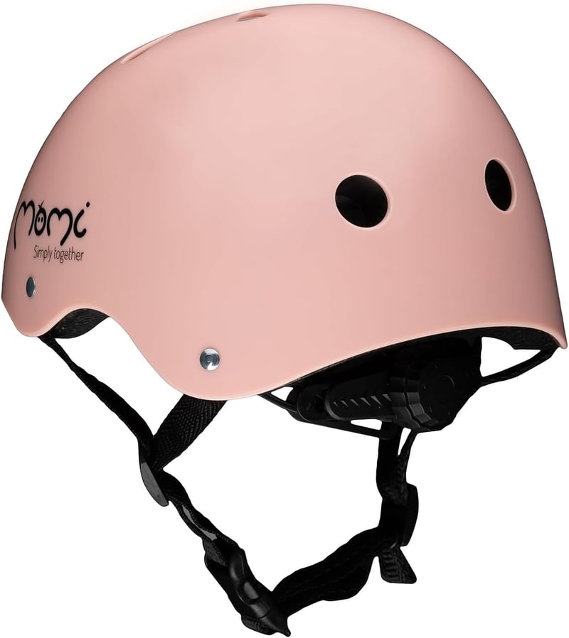 MoMi Mimi gyerek kerékpáros sisak 48-55 cm, állítható, szellőzőnyílások, párnázott - Matte pink
