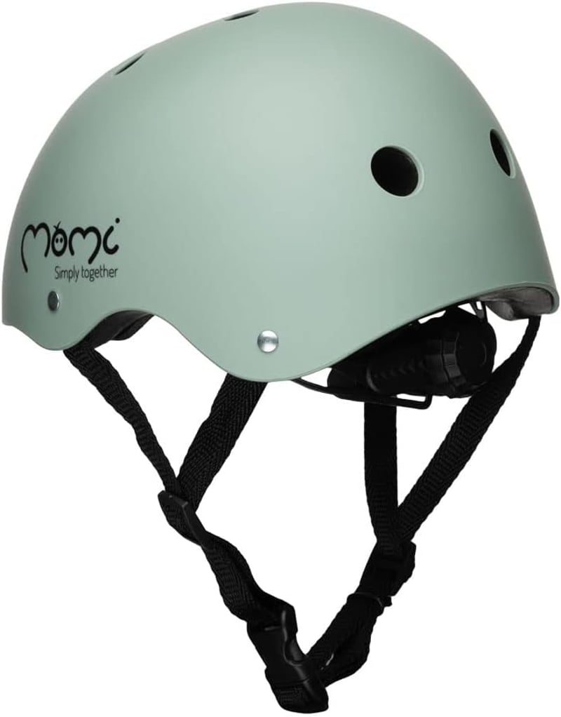 MoMi Mimi gyerek kerékpáros sisak 48-55 cm, állítható, szellőzőnyílások, párnázott - green matte