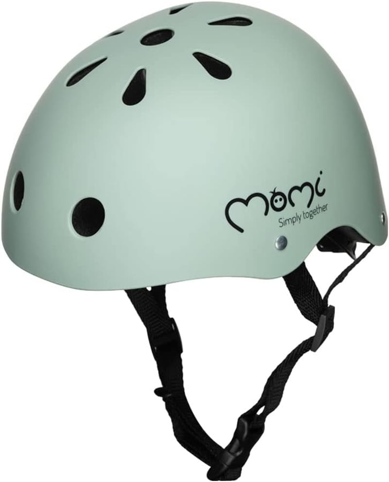 MoMi Mimi gyerek kerékpáros sisak 48-55 cm, állítható, szellőzőnyílások, párnázott - green matte