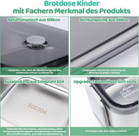 momii Prémium Rozsdamentes Acél Ebéd Doboz Felnőtteknek és Gyerekeknek - Bento Box Rekeszekkel, Hordtáskával és Evőeszközökkel, 800ml, Fehér 8
