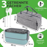 momii Rozsdamentes Acél Ételhordó 1,4L - Felnőtt Bento Doboz 4 Rekesszel, Kézi Mosású, BPA-mentes, Kék Színben 4