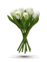 Drveni buket tulipana MomoMoments ručno oslikan, 9 komada, 20 cm - bijelo-zeleni 1