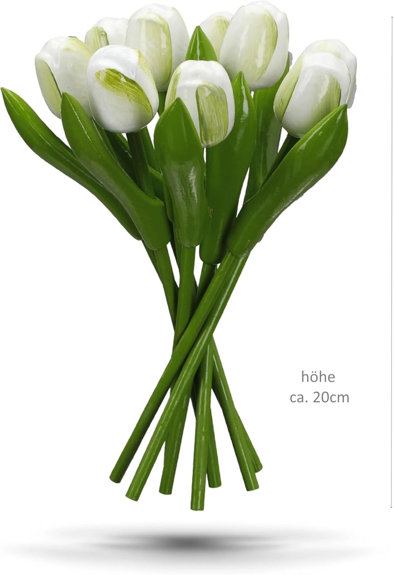 MomoMoments Kézzel Festett Fa Tulipán Csokor 20cm Sárga/Narancs Dekoráció