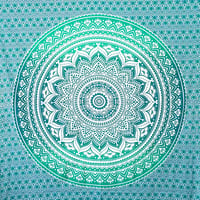 Multifunkčná šatka MOMOMUS Mandala – plážová osuška XXL, pieskuodolná plážová deka, pikniková a jogová podložka – tyrkysová, 210x230 cm 1