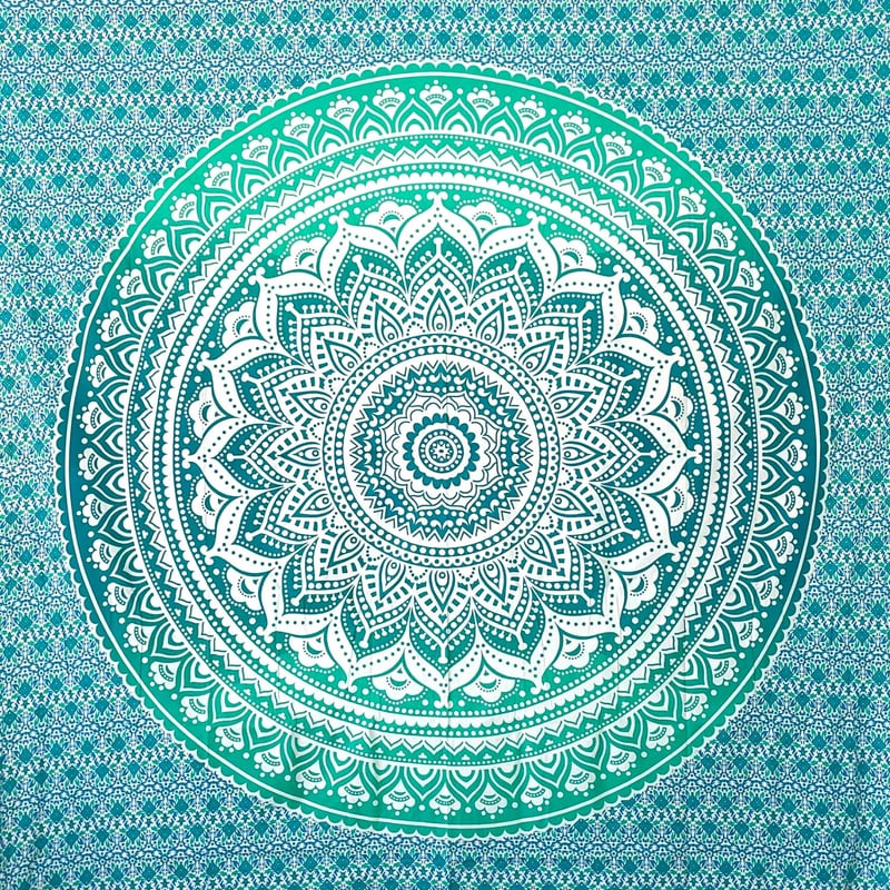 Multifunkčná šatka MOMOMUS Mandala – plážová osuška XXL, pieskuodolná plážová deka, pikniková a jogová podložka – tyrkysová, 210x230 cm