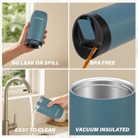 Pahar Termos din Oțel Inoxidabil MOMSIV 1100ml Negru - Cu Pai și Mâner 4