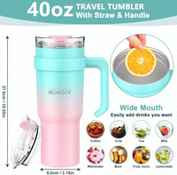 MOMSIV 1100ml Termikus Bögre Szívószállal, Dupla Falú Rozsdamentes Acél Vákuum Izolált Kávés Pohár, Zöld/Rózsaszín 3