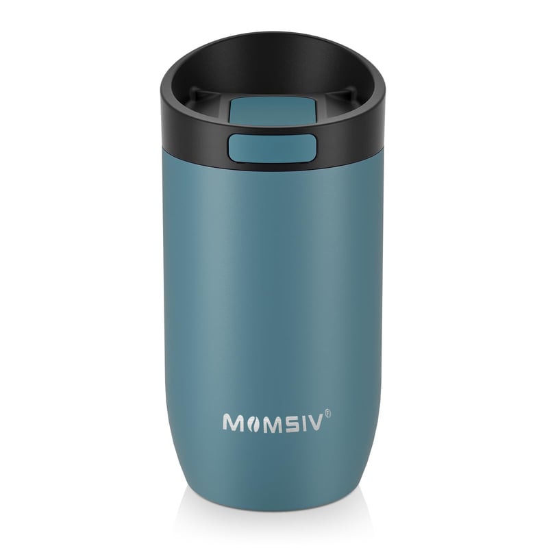 Nerezový termo-pohár MOMSIV so slamkou a rúčkou - čierny - 1100 ml