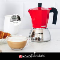 Indukčný kávovar Monix Induction Inox, 9 šálok, červený, nehrdzavejúca oceľ, talianska moka kanvička 5