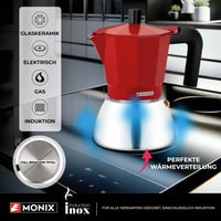 Indukčný kávovar Monix Induction Inox, 9 šálok, červený, nehrdzavejúca oceľ, talianska moka kanvička 3