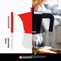 Indukčný kávovar Monix Induction Inox, 9 šálok, červený, nehrdzavejúca oceľ, talianska moka kanvička 6