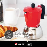 Indukčný kávovar Monix Induction Inox, 9 šálok, červený, nehrdzavejúca oceľ, talianska moka kanvička 4