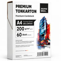 Hârtie Monobloc Premium Alb Mat A4 200g/m² – 60 coli, pentru imprimare față-verso, pentru imprimante laser și inkjet 1