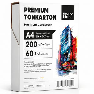 Hârtie Monobloc Premium Alb Mat A4 200g/m² – 60 coli, pentru imprimare față-verso, pentru imprimante laser și inkjet