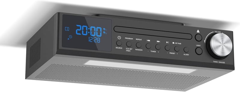 MONODEAL Bluetooth CD lejátszó rádió, konyhai rádió 30 előbeállítással, ébresztőfunkció és időzítő