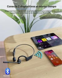 Căști wireless cu conducție osoasă MONODEAL, Bluetooth 5.3, cu microfon și anulare a zgomotului pentru apeluri hands-free 6
