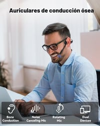 Căști wireless cu conducție osoasă MONODEAL, Bluetooth 5.3, cu microfon și anulare a zgomotului pentru apeluri hands-free 2