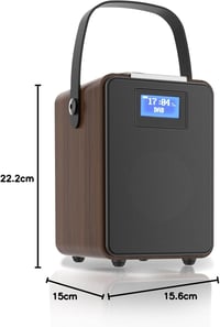 MONODEAL DAB+ Rádió Bluetooth-al, Kettős Ébresztőóra, Újratölthető Konyhai Rádió - wood-coloured 9