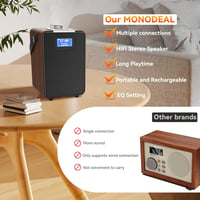 MONODEAL DAB+ Rádió Bluetooth-al, Kettős Ébresztőóra, Újratölthető Konyhai Rádió - wood-coloured 4