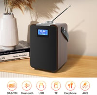 MONODEAL DAB+ Rádió Bluetooth-al, Kettős Ébresztőóra, Újratölthető Konyhai Rádió - wood-coloured 2