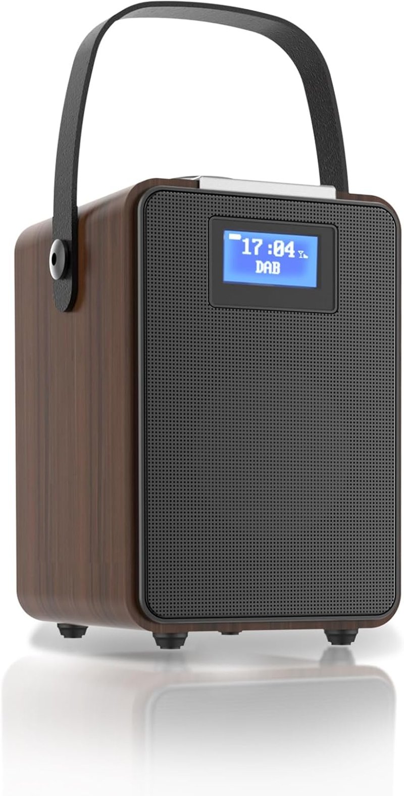 MONODEAL DAB+ Rádió Bluetooth-al, Kettős Ébresztőóra, Újratölthető Konyhai Rádió - wood-coloured