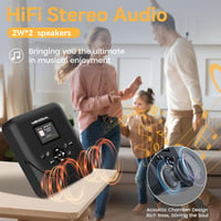 MONODEAL Hordozható CD Lejátszó Bluetooth, TFT Kijelzővel, Újratölthető, FM Adóval és Hangszóróval - black 5