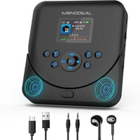 MONODEAL Hordozható CD Lejátszó Bluetooth, TFT Kijelzővel, Újratölthető, FM Adóval és Hangszóróval - black 1
